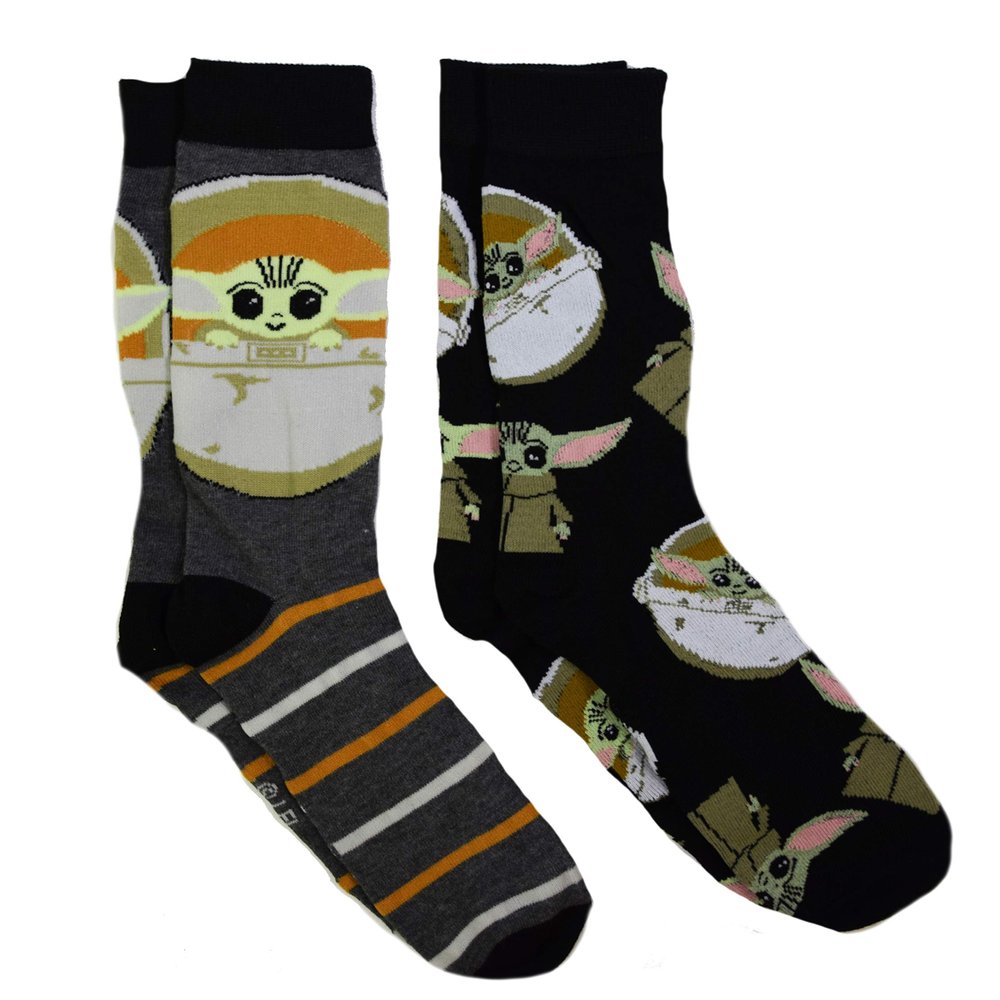 Star Wars The Mandalorian The Child Men's 2 Pack Crew Socks 6-12