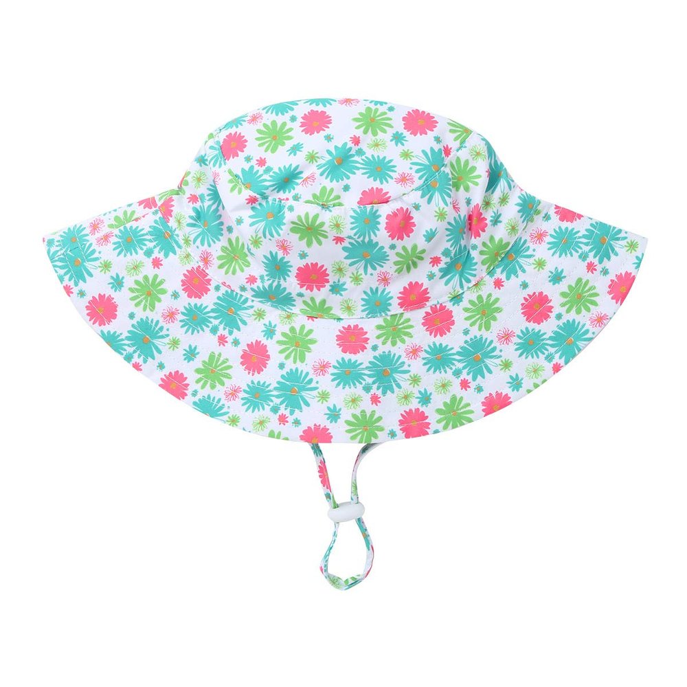 dPois Baby Sun Hat Summer Beach Hat UPF 50+ Sun Protection Cap Kids Boys Girls Wide Brim Bucket Hat Blue S
