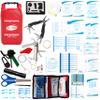 WELL-STRONG Boat First Aid Kit with Survival Tools, 123pcs Waterproof Emergency Marine Kit with Buckles, Compact Boat Safety Accessories for Fishing Kayaking Boating Camping Rafting Beach Red view 1