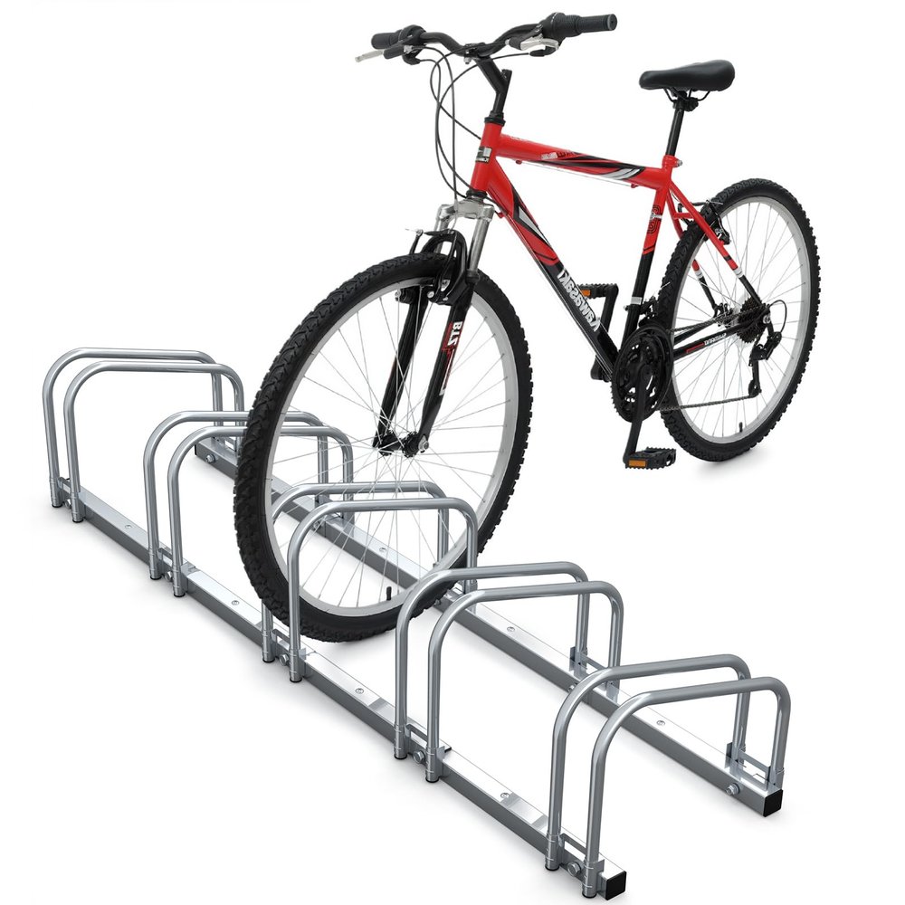 VOUNOT Bike Stand Floor 5 Rack Bike Garage Bicycle Storage Parking Rack Cycle Organizer Locking Stand for Indoor Outdoor