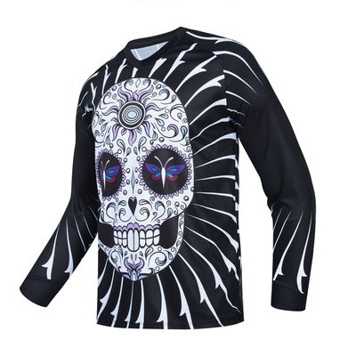 Cycling Jersey Men's Mountain Bike Motocross Jersey Long Sleeve MTB T-Shirt Downhill Tops Sports Racing Blouse Skull XL