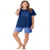 Dreams & Co. Plus Size Knit Pj Short Set - 5X, Evening Blue Pajamas view 1