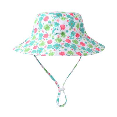 Agoky Baby Sun Hat Summer UPF 50+ Protection Hat Toddler Boy Girl Beach Hats Wide Brim Bucket Kid Cap Blue Flower 6-24 Months