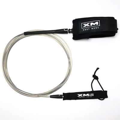 XM SURF MORE Longneck Surfboard Leash 9ft., COMP Cord Thickness (.220 in.), Ideal for Longboards, Manuever Without Stepping on Cord, Key Pocket, Unbreakable Swivels, Detachable Railsaver, Made in USA
