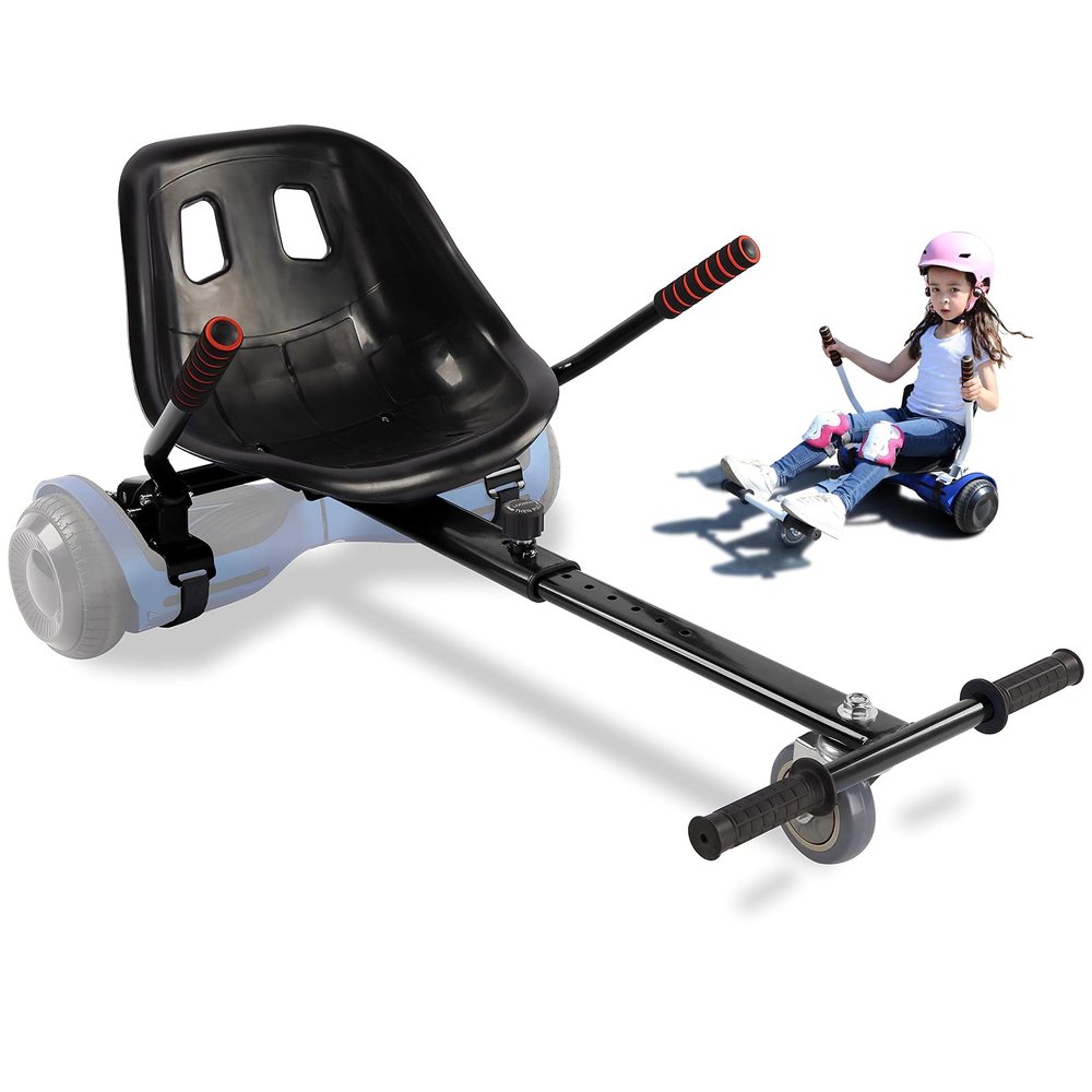 Hoverboard Go Kart Seat Attachment, Self Balancing Scooter Go Kart Conversion Cart Buggy Accessories One Wheel Hoverboard for Kids, Comfortable Seat, Durable Straps, Black