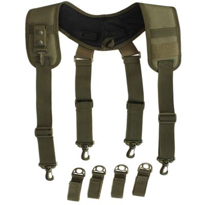 MELOTOUGH Tactical Duty Belt Harness Padded Adjustable Tool Belt Suspenders with Key Chin and Patch (Ranger Green)