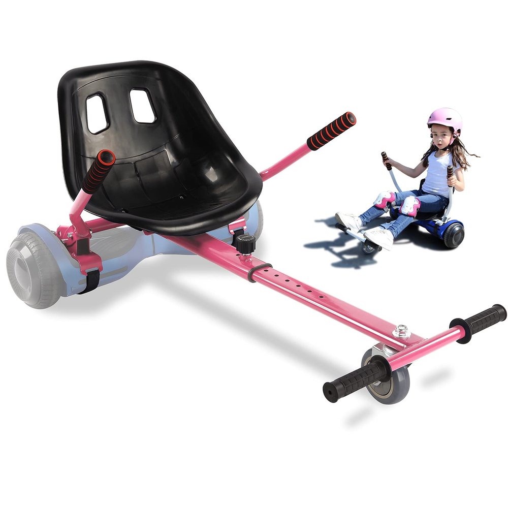 Hoverboard Go Kart Seat Attachment, Self Balancing Scooter Go Cart Conversion Buggy Accessories One Wheel Hover Board for Kids, Comfortable Seat, Durable Straps, Pink