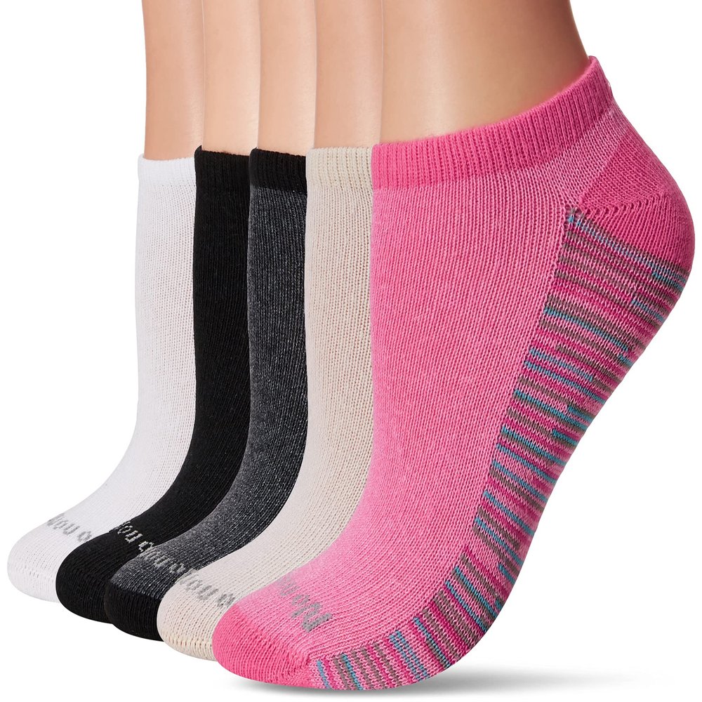 No nonsense Women's Green Threads No Show Liner Sock, 12 Pair Pack Casual Socks, Assorted 1: Black/White/Pink/Tan, One Size US