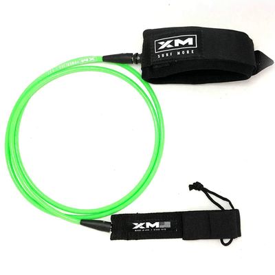 XM SURF MORE Knee/Calf Surfboard Leash 8ft., Regular Cord Thickness (.270 in.), Choose Length and Color, Key Pocket, Unbreakable Swivels, Detachable Railsaver, Made in USA