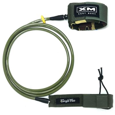 XM SURF MORE Big Wave 12ft Surfboard Leash with Tangle Free Upgrade, Cord Thickness (.313in), Key Pocket, Unbreakable Swivels, Detachable Railsaver, Made in USA