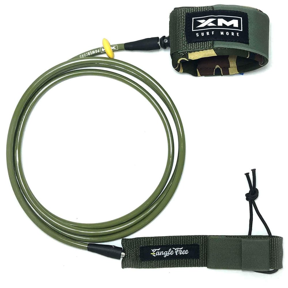 XM SURF MORE Big Wave 12ft Surfboard Leash with Tangle Free Upgrade, Cord Thickness (.313in), Key Pocket, Unbreakable Swivels, Detachable Railsaver, Made in USA