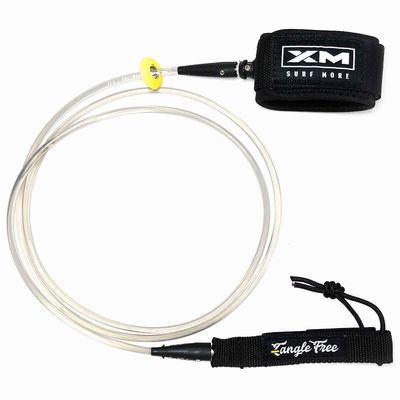XM SURF MORE Comp 8ft Surfboard Leash with Tangle Free Upgrade, Cord Thickness (.220in), Key Pocket, Unbreakable Swivels, Detachable Railsaver, Made in USA