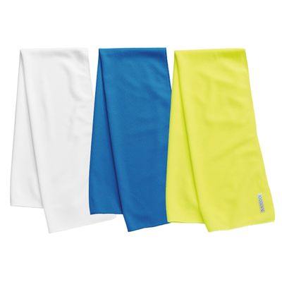 BUILTCOOL Adult Cooling Towel - Men & Women Chilly, Lightweight, Soft, Neck and Face Cooling Towel for Sport, Camping, Hunting, One Size, White, Royal Blue, & Yellow, 3 Pack