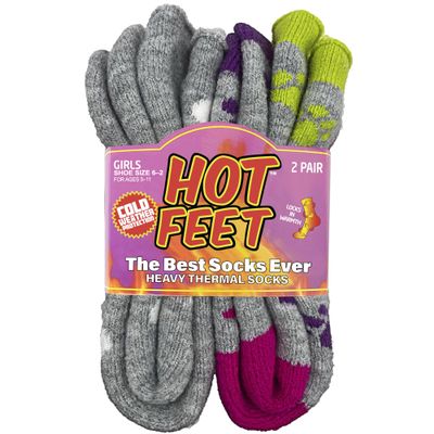 HOT FEET Kids Thermal Socks  2 Pack Warm Winter Socks for Boys and Girls, Cozy & Insulated, Thick Heated Socks for Kids, Frenchie
