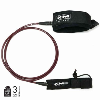 XM SURF MORE Knee/Calf Surfboard Leash 10ft., Regular Cord Thickness (.270 in.), Choose Length and Color, Key Pocket, Unbreakable Swivels, Detachable Railsaver, Made in USA