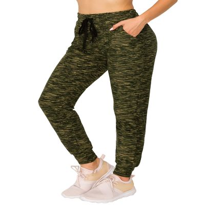 ALWAYS Women's Space Dye Jogger Pants - Skinny Fit Premium Soft Lightweight Stretch Pockets Sweatpants Space Dye Olive XL