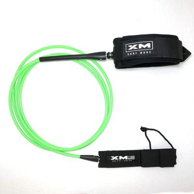 XM SURF MORE Longneck Surfboard Leash 12ft, Regular Cord Thickness (.270 in), Ideal for Longboards, Manuever Without Stepping on Cord, Key Pocket, Unbreakable Swivel, Detachable Railsaver, Made in USA
