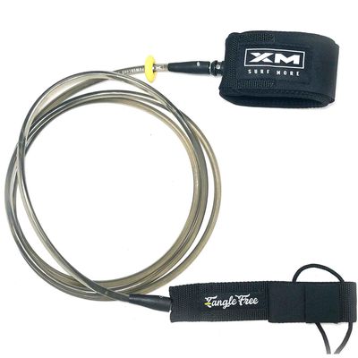 XM SURF MORE Regular 7ft Surfboard Leash with Tangle Free Upgrade, Cord Thickness (.270in), Key Pocket, Unbreakable Swivels, Detachable Railsaver, Made in USA