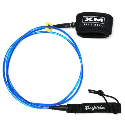 XM SURF MORE Comp 10ft Surfboard Leash with Tangle Free Upgrade, Cord Thickness (.220in), Key Pocket, Unbreakable Swivels, Detachable Railsaver, Made in USA