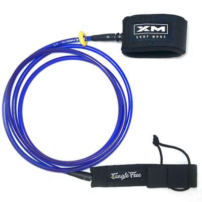 XM SURF MORE Big Wave 12ft Surfboard Leash with Tangle Free Upgrade, Cord Thickness (.313in), Key Pocket, Unbreakable Swivels, Detachable Railsaver, Made in USA