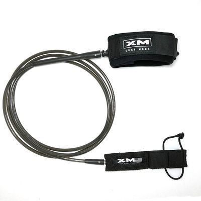 XM SURF MORE Longneck Surfboard Leash 12ft, Regular Cord Thickness (.270 in), Ideal for Longboards, Manuever Without Stepping on Cord, Key Pocket, Unbreakable Swivel, Detachable Railsaver, Made in USA