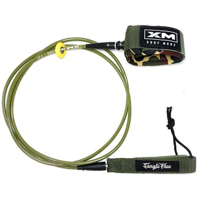 XM SURF MORE Comp 5ft Surfboard Leash with Tangle Free Upgrade, Cord Thickness (.220in), Key Pocket, Unbreakable Swivels, Detachable Railsaver, Made in USA