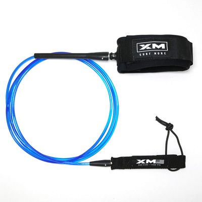 XM SURF MORE Knee/Calf Surfboard Leash 9ft., Regular Cord Thickness (.270 in.), Choose Length and Color, Key Pocket, Unbreakable Swivels, Detachable Railsaver, Made in USA