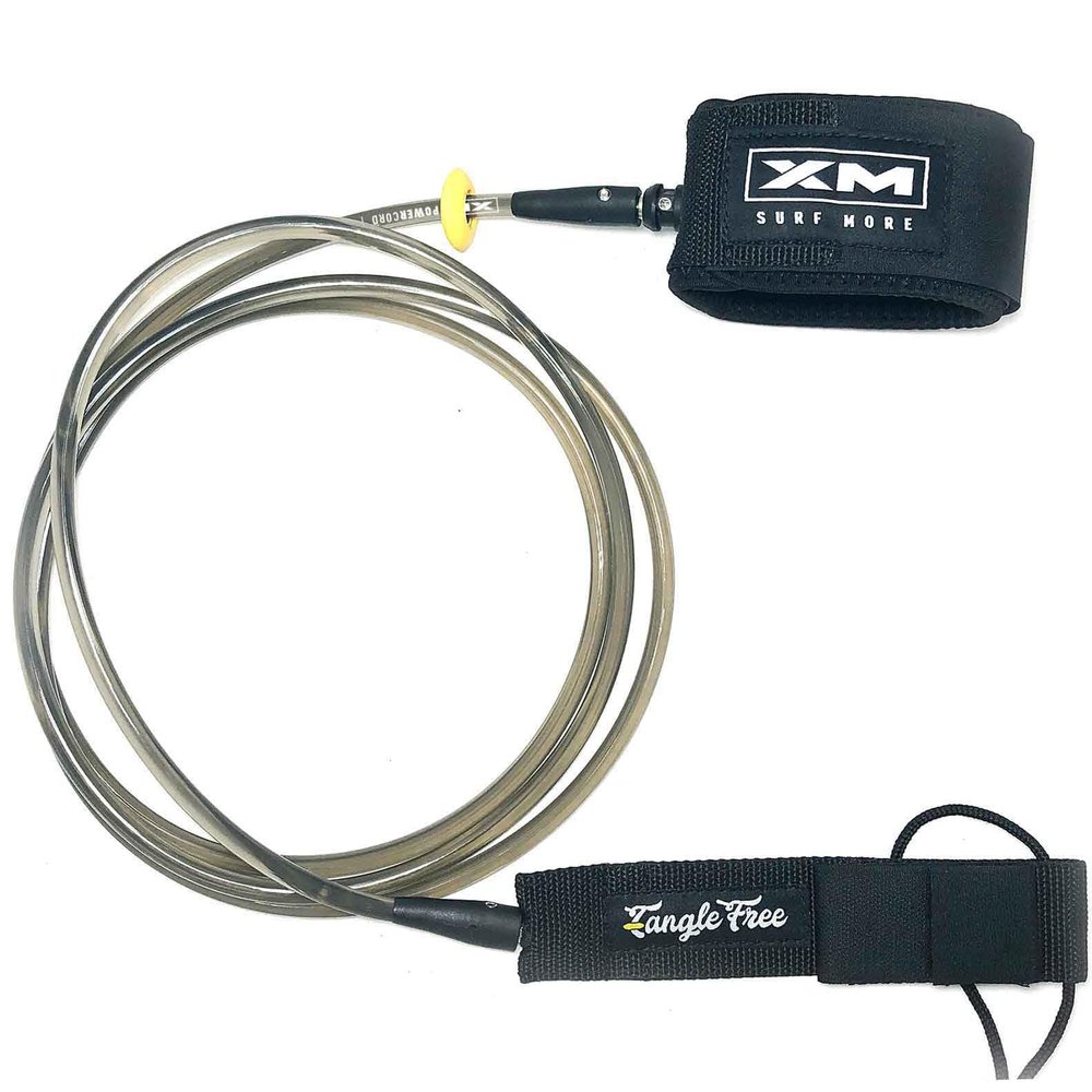 XM SURF MORE Regular 8ft Surfboard Leash with Tangle Free Upgrade, Cord Thickness (.270in), Key Pocket, Unbreakable Swivels, Detachable Railsaver, Made in USA