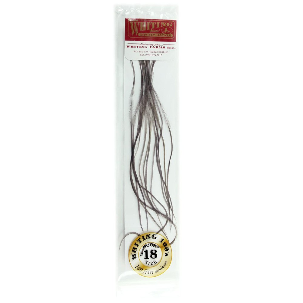 Whiting Farms 100's Saddle Hackle Pack (Dark Dun, 18)