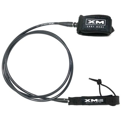 XM SURF MORE Premium Surfboard Leash, 5.5ft, Made in USA, Regular Cord Thickness (.270in), Key Pocket, Unbreakable Swivels, Detachable Railsaver, All Black, Kink-Free [3 Year Warranty]