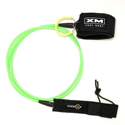XM SURF MORE Regular 7ft Surfboard Leash with Power Clip Quick Release Upgrade, Cord Thickness (.270in), Key Pocket, Unbreakable Swivels, Detachable Railsaver, Made in USA