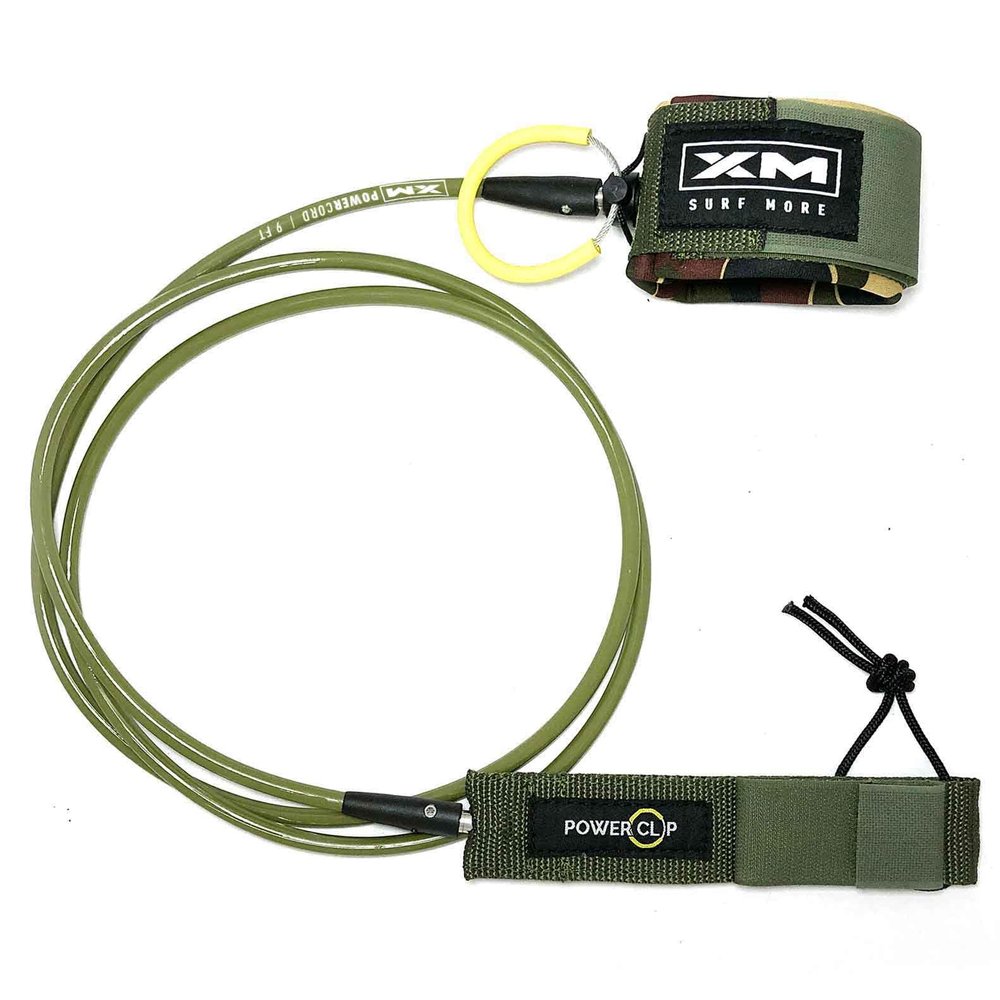 XM SURF MORE Regular 7ft Surfboard Leash with Power Clip Quick Release Upgrade, Cord Thickness (.270in), Key Pocket, Unbreakable Swivels, Detachable Railsaver, Made in USA