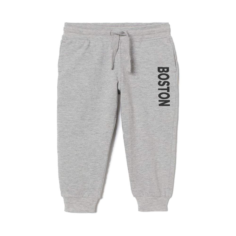 Daxton Adult Unisex Basic Jogger Sweatpants USA Cities States Side Letters - Boston, S