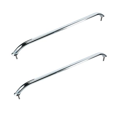 Amarine Made 2-Pack Polished Stainless Heavy Duty Oval Boat Marine Grab Handle Hand Rail with Flange & Stud (24")