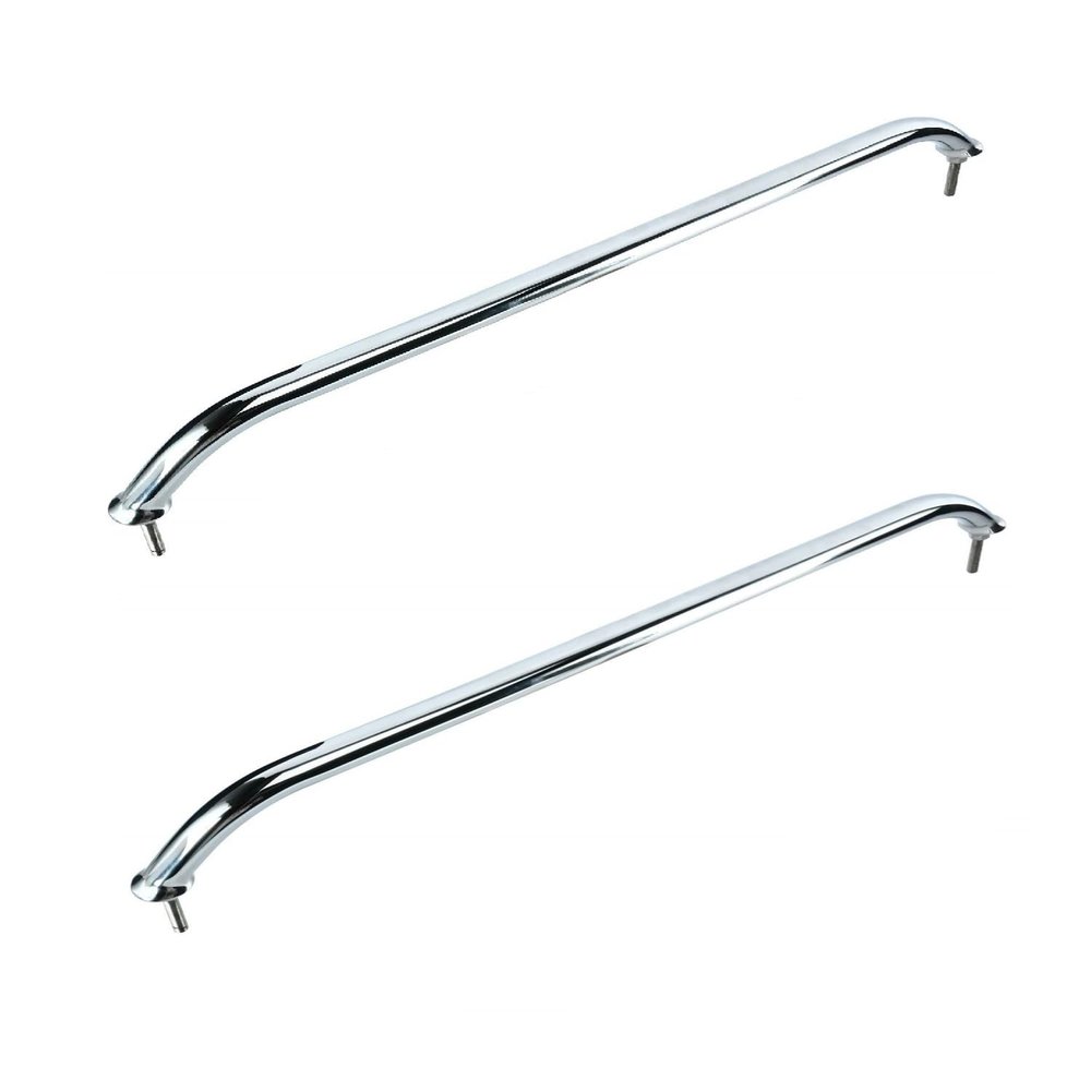 Amarine Made 2-Pack Polished Stainless Heavy Duty Oval Boat Marine Grab Handle Hand Rail with Flange & Stud (24")