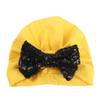 HZUX Big Bow Newborn Baby Cotton Cloth Turban Sparkle Sequin Toddler Rabbit Hat Kids Baby Cap Yellow view 1