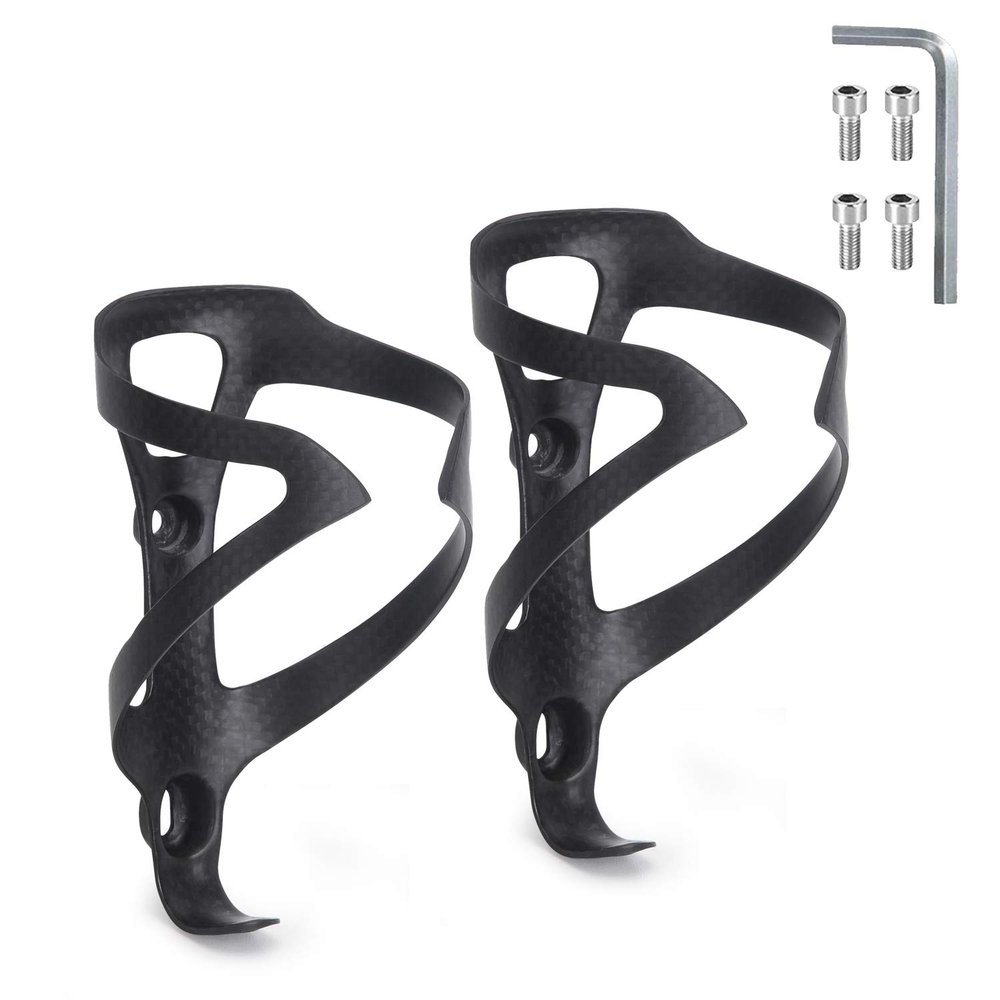 KABON Bike Water Bottle Holder, Lightweight 3K Carbon Fiber Bicycle Drink Water Bottle Cages for Road Mountain Bike Cycling Accessories - Pack of 2