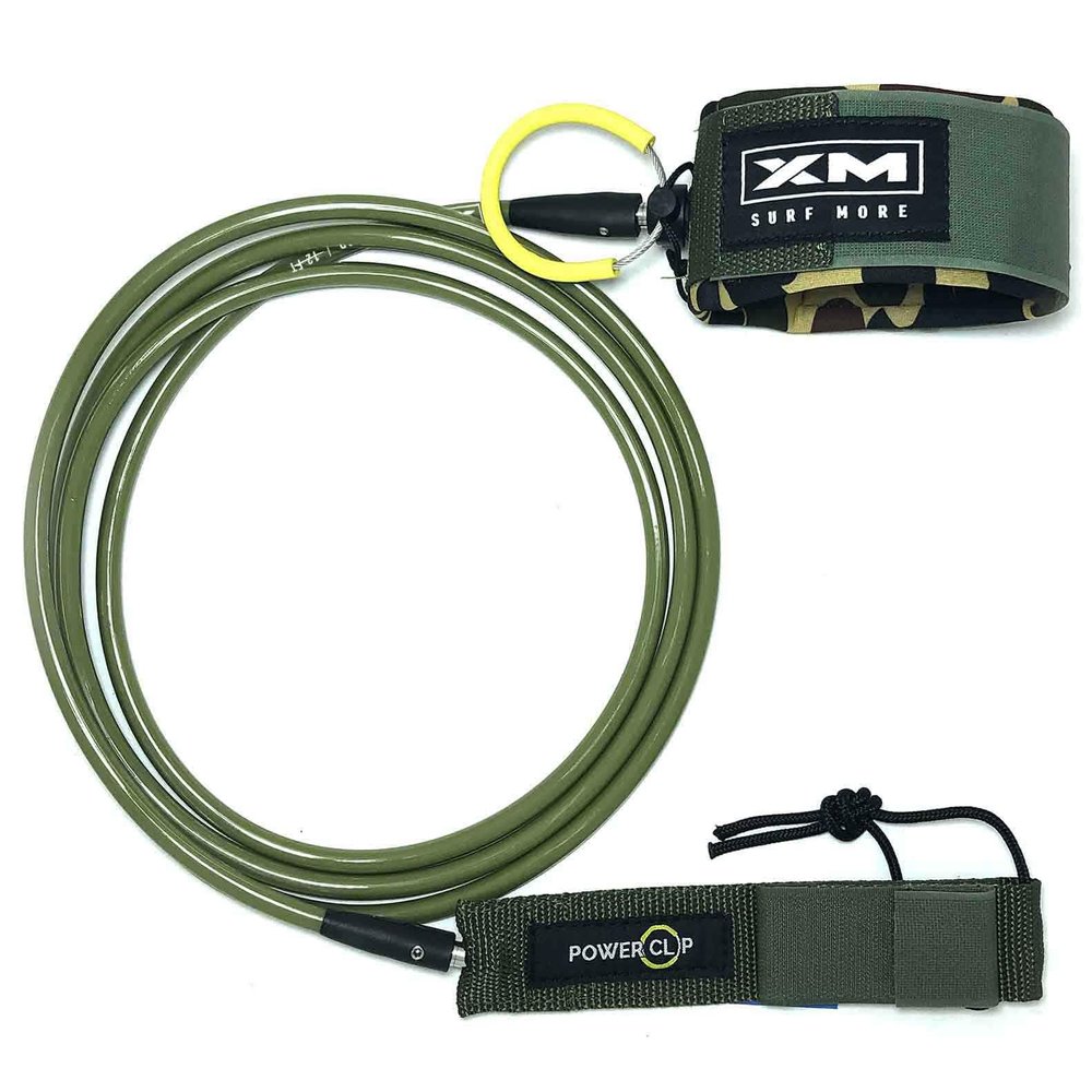 XM SURF MORE Big Wave 12ft Surfboard Leash with Power Clip Quick Release Upgrade, Cord Thickness (.313in), Key Pocket, Unbreakable Swivels, Detachable Railsaver, Made in USA