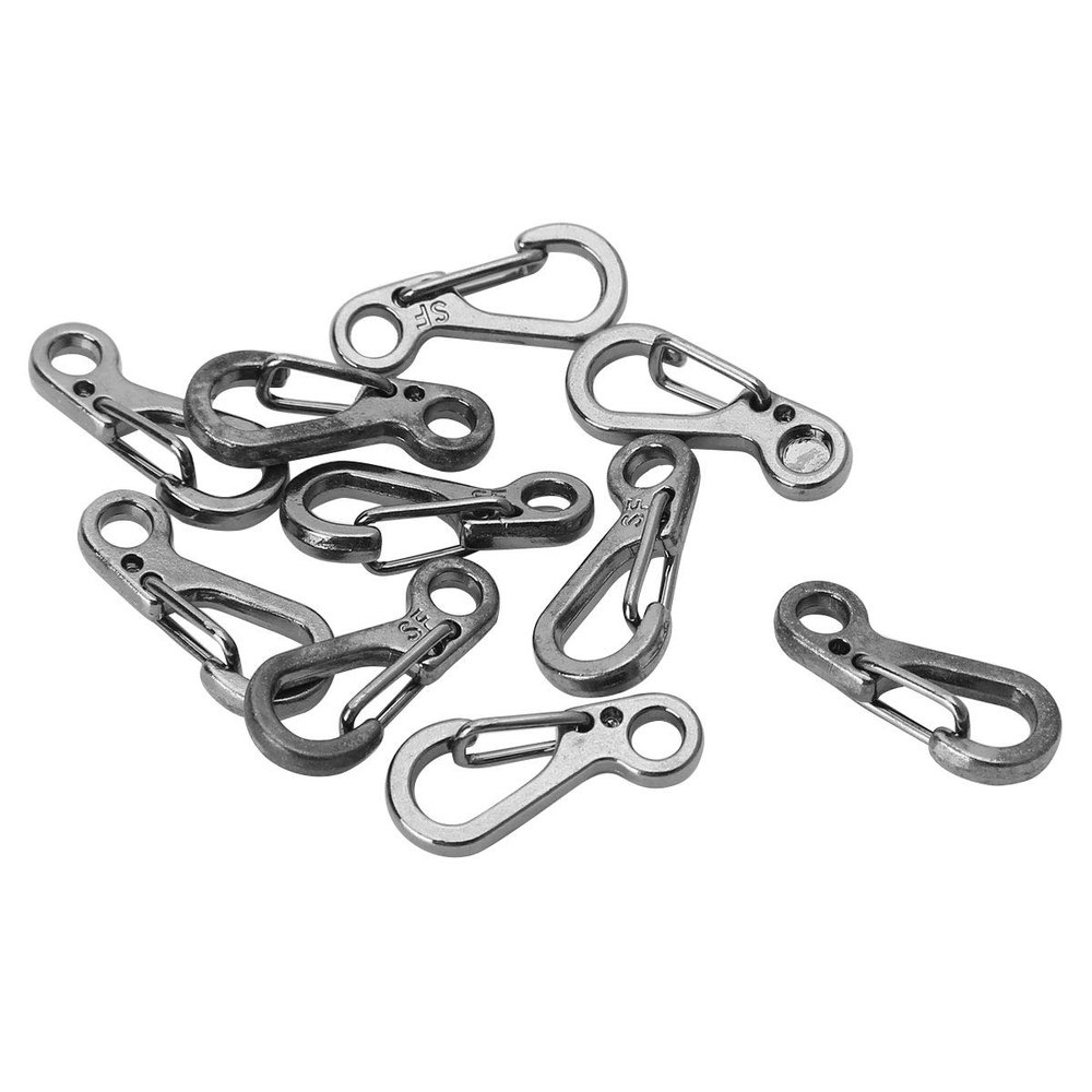 CHICTRY 10Pcs Mini SF Metal Carabiner Clips Spring Clasps Aluminum Alloy Tiny Spring Hook Keychain for Paracord Backpack EDC Survival Gear Gun Black One Size