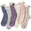 6 Pairs Womens Fuzzy Socks Winter Warm Soft Cozy Fluffy Microfiber House Sleeping Slipper Socks Christmas Gifts,B- Solid Patchwork view 1