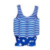 Striped Floatation Swimsuit with Adjustable Buoyancy Swimwear for Boys Girls Kids Float Suit Bathing Vest Toddler One Piece Swimsuit Floating Ruffle Tutu Swim Dress Blue Striped Stars 18-24 Months view 1