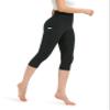 ODODOS Women's High Waisted Printed Yoga Capris with Pocket, Tummy Control Non See Through Workout Sports Running Athletic Capri Leggings, Charcoal Leopard, Medium view 1