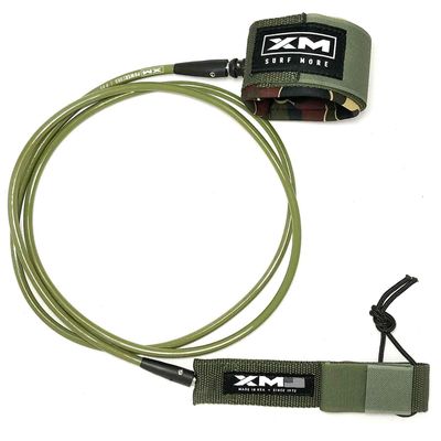 XM SURF MORE Premium Surfboard Leash, 5.5ft, Made in USA, Regular Cord Thickness (.270in), Key Pocket, Unbreakable Swivels, Detachable Railsaver, Camo Leash, Camo Strap, Kink-Free [3 Year Warranty]