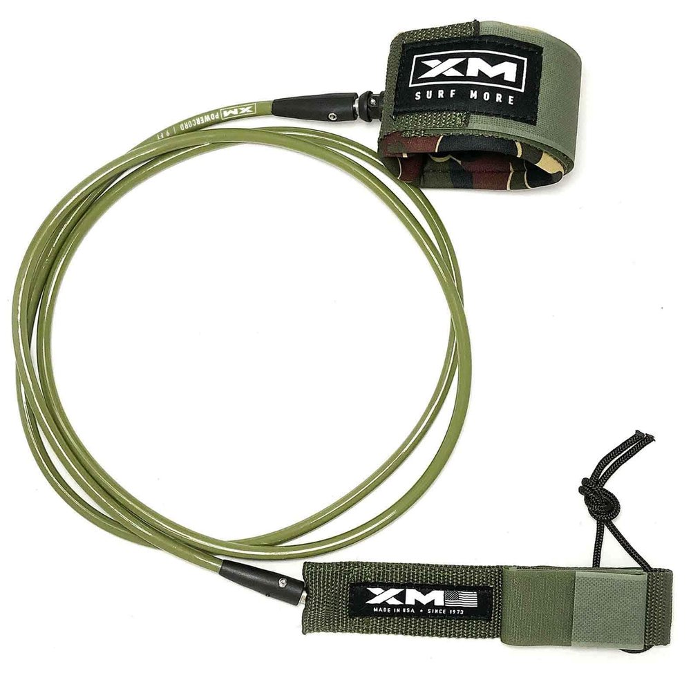 XM SURF MORE Premium Surfboard Leash, 5.5ft, Made in USA, Regular Cord Thickness (.270in), Key Pocket, Unbreakable Swivels, Detachable Railsaver, Camo Leash, Camo Strap, Kink-Free [3 Year Warranty]