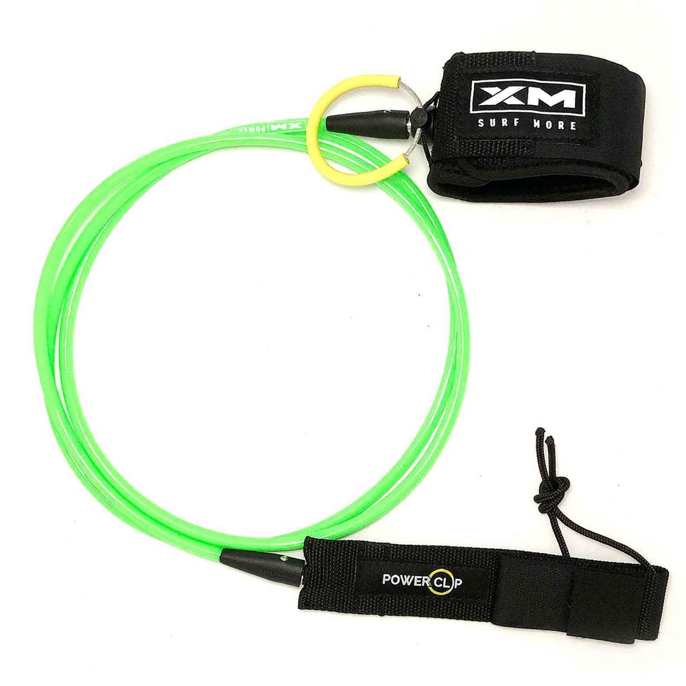 XM SURF MORE Regular 6ft Surfboard Leash with Power Clip Quick Release Upgrade, Cord Thickness (.270in), Key Pocket, Unbreakable Swivels, Detachable Railsaver, Made in USA