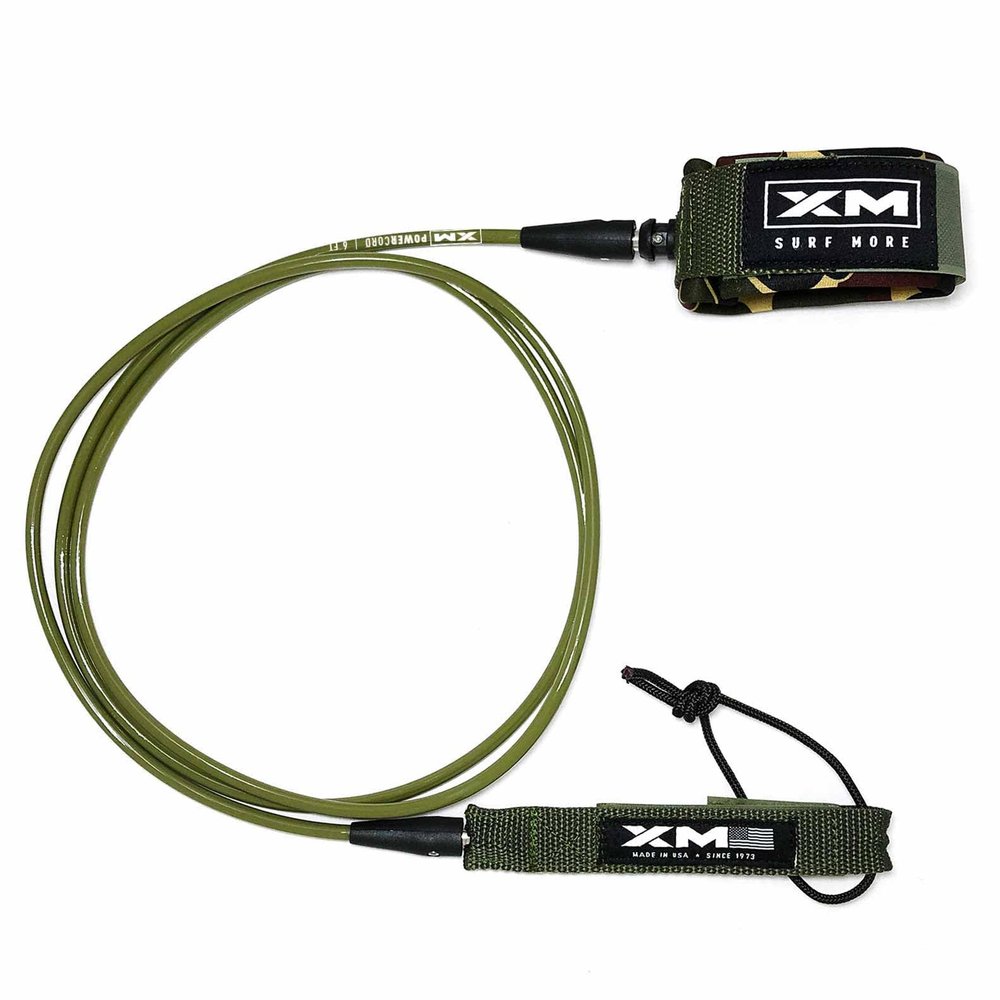 XM SURF MORE Premium Surfboard Leash, 5.5ft, Made in USA, Comp Cord Thickness (0.220in), Key Pocket, Unbreakable Swivels, Detachable Railsaver, Camo Leash, Camo Strap, Kink-Free [3 Year Warranty]