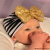 HZUX Big Bow Newborn Baby Cotton Cloth Turban Sparkle Sequin Toddler Rabbit Hat Kids Baby Cap Black-White view 2