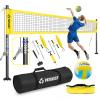 Heavy Duty Professional Volleyball Net Set for Backyard & Beach, 32-Ply Reinforced Net with Steel Anti-Sag Winch, Height-Adjustable Rust-Proof Aluminum Poles & Portable Carry Bag view 1