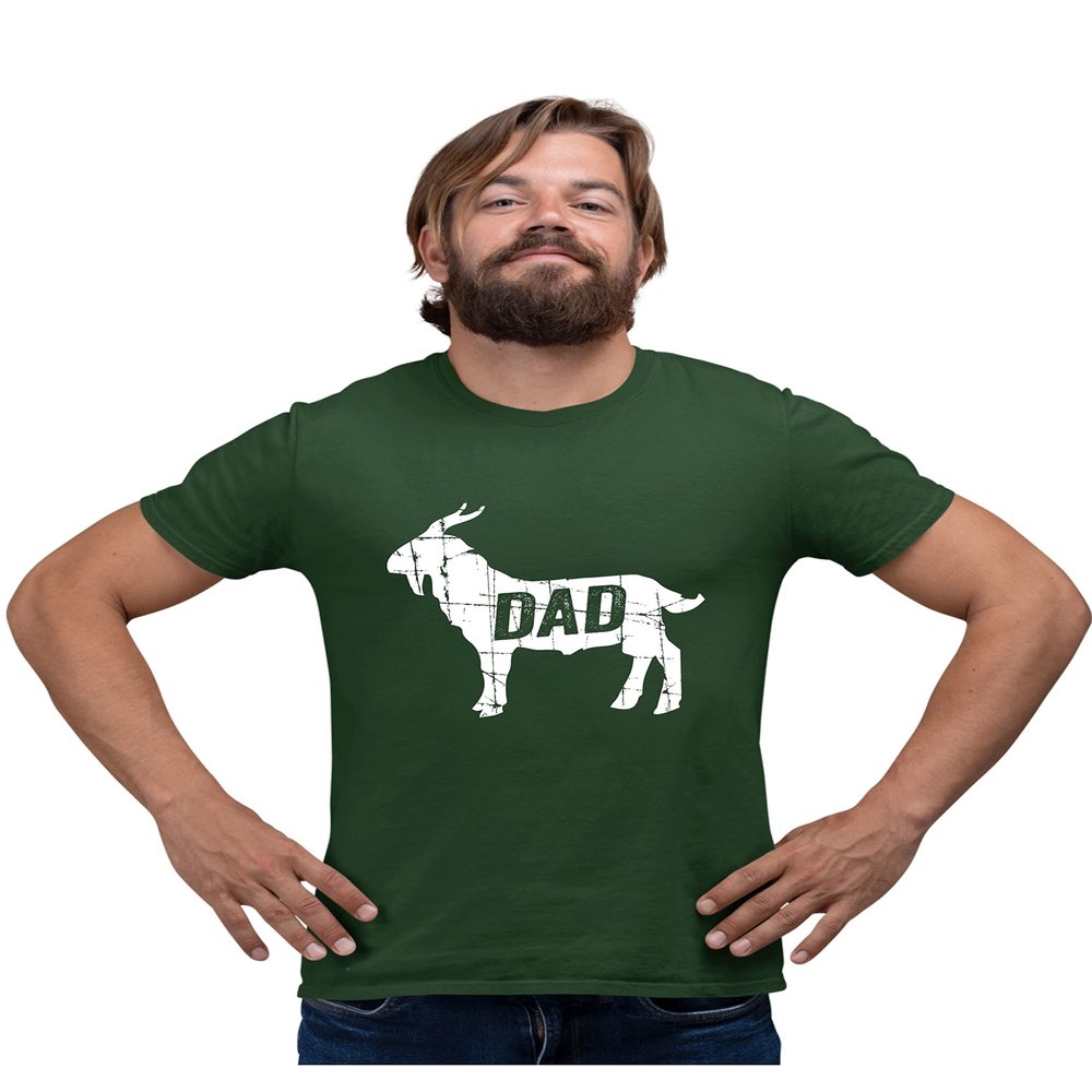 Go All Out XXXX-Large Forest Green Adult Goat Dad Greatest of All Time Funny Father's Day T-Shirt