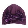 HZUX Big Bow Newborn Baby Cotton Cloth Turban Sparkle Sequin Toddler Rabbit Hat Kids Baby Cap Purple view 1